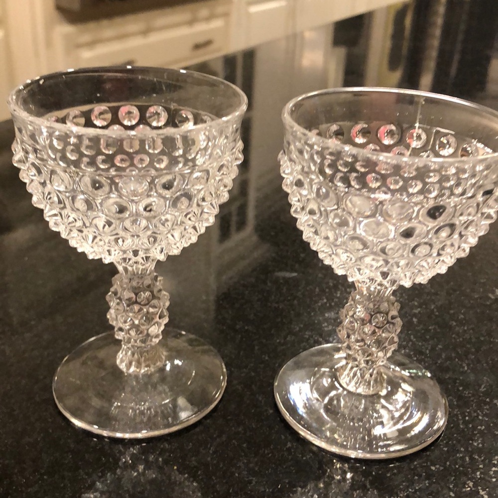 Set of Vintage Clear Hobnail Cordial Glasses